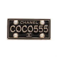 シャネル ココマーク B17C ピンブローチ GP×フェイクパール ブラック
