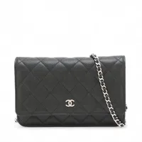 シャネル マトラッセ キャビアスキン チェーンウォレット ブラック