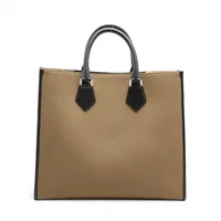 ドルチェ&ガッバーナ ロゴ キャンバスxレザー トートバッグ カーキx