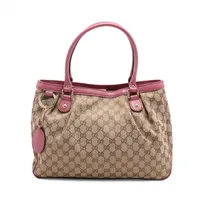 新品未使用Gucci CGキャンバススーキーサッチェルバッグ ベージュ/ピンク グッチ GGキャンバス スーキー キャンバスxレザー トートバッグ