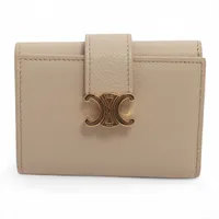 ◇サンローランパリ◇レザー/Vステッチ/YSLロゴ/コンパクトウォレット/財布 サンローランパリ Vステッチ レザー コンパクトウォレット ベージュ