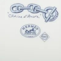 【る927】エルメス　シェーヌダンクル ホワイト　ブルー　プレート る927】エルメス シェーヌダンクル ホワイト ブルー プレート