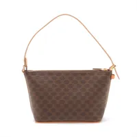 セリーヌ マカダム PVCxレザー ショルダーバッグ ブラウン A4207116