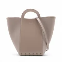 トッズ ゴンミーニ レザー 2WAYハンドバッグ グレージュ A4207347