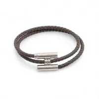 エルメス トゥルニ トレッセ ブレスレット メタル×レザー シルバー