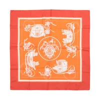 エルメス カレ90 Ex-Libris エクスリブリス スカーフ シルク オレンジ