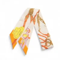 エルメス ツイリー　シルクスカーフ オレンジ/クリーム エルメス ツイリー BRIDES DE GALA APPLIQ PIQUE ブリッド ドゥ ガラ