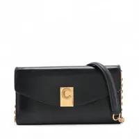 セリーヌ レザー チェーンウォレット ブラック A4208714｜中古ブランド