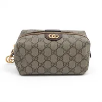 グッチ GGスプリーム 548393 PVC×ナイロン ポーチ ベージュ×グリーン