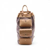 シャネル マトラッセ ツイードxラムスキン チェーンリュック マルチ