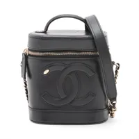 シャネル ココマーク ラムスキン チェーンショルダーバッグ バニティ ブラック ゴールド金具 28番台