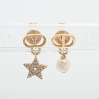 クリスチャンディオール CDロゴ ピアス(両耳用) GP×ラインストーン