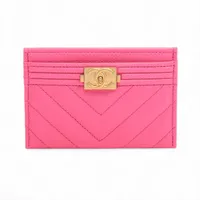 シャネル ボーイシャネル キャビアスキン カードケース ブラック