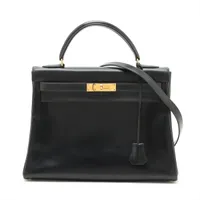 エルメス ケリー32 ルトゥルネ ボックスカーフ ブラック ゴールド金具 ○Z:1996年