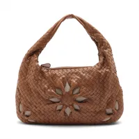 ボッテガヴェネタ　ホーボー　ショルダーバッグ イントレチャート　茶 ボッテガヴェネタ イントレチャート ホーボー レザー ショルダーバッグ