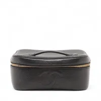 シャネル ココマーク キャビアスキン バニティバッグ ブラック