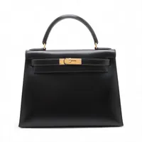 エルメス ケリー28 セリエ ボックスカーフ ブラック ゴールド金具 刻印不明