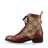 グッチ ジャンボGG キャンバス×レザー ブーツ 8 1/2 メンズ ブラウン