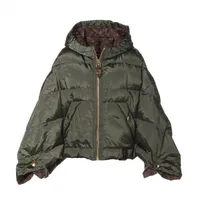 ヴィトン 24SS ポリエステル×ナイロン ダウンジャケット 34 レディース カーキ×ブラウン  RW241W モノグラム リバーシブル ポンチョ