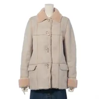 フェラガモ レザー ムートンコート I44 レディース ベージュ×ホワイト