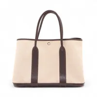 エルメス ガーデンパーティ36 PM ブッフルxトワルアッシュ ブラウン シルバー金具 □I:2005年