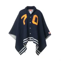 ケンゾー ウール×ナイロン ポンチョ ONESIZE レディース ネイビー×ホワイト  FD68CU610SEA