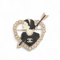 シャネル マドモアゼル 10P ブローチ GP×フェイクパール ゴールド
