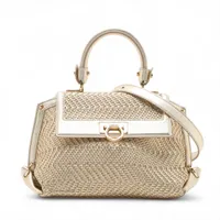 フェラガモ ガンチーニ ソフィア レザー 2WAYハンドバッグ ゴールド