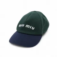 Miu Miu 5HC179 Logo Cap M Cotton Green x blue A4222129｜Pre-owned