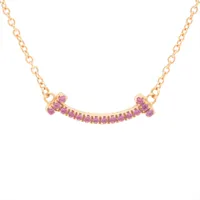 ティファニー Tスマイル ミニ ピンクサファイア ネックレス 750(WG