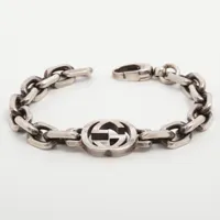 バレンシアガ インターロックBBロゴ ブレスレット L GP シルバー