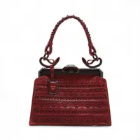 クリスチャンディオール Samourai1947 レザー ハンドバッグ ブラウン