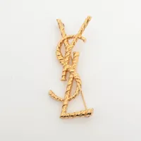 ロエベ アナグラム ブローチ GP ピンクゴールド A3405863｜中古