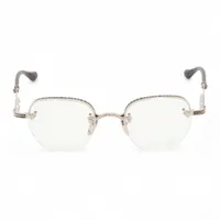 クロムハーツ メガネ メタル×プラスチック 49□21-139 シルバー×ブラック FROSTED ハーフリム サイドクロス