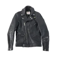 コーチ ラム ライダースジャケット S メンズ ブラック 袖 襟スレ有