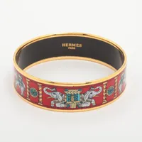 エルメス エマイユ バングル GM エナメル レッド×ゴールド A4226294