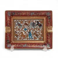 エルメス アッシュトレイ 陶器 レッド×ゴールド CHASSE en INDE インド