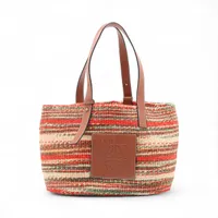 ロエベ ストローxレザー トートバッグ マルチカラー RU021697｜中古