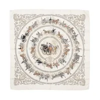 エルメス カレ90 L'ART D'ECRIRE 書の芸術 スカーフ シルク アイボリー