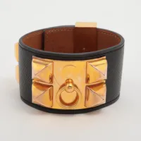 エルメス コリエドシアン X2015 ブレスレット S GP×レザー ブラック