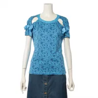 極美品 希少 ルイヴィトン 村上隆 Tシャツ 10AW コスミックブラッサム ヴィトン×村上隆 10AW コットン Tシャツ S レディース ブルー RW102W