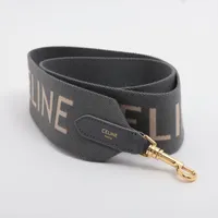 セリーヌ ロゴ ショルダーストラップ キャンバス×レザー グレー