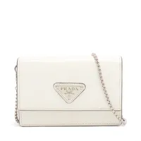 プラダ レザー チェーンショルダーバッグ ホワイト AP145054｜中古
