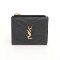 サンローラン ART607738 クロコ型押し マネークリップ ブラック