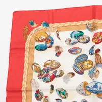 【未使用級】 エルメス カレ90 Couvée d’Hermès 卵柄 赤系 エルメス カレ90 Couvee d'Hermes エルメスの卵 スカーフ シルク