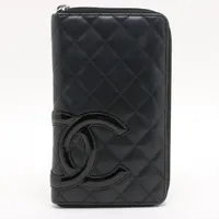 シャネル ココマーク カンボンライン 長財布 ラウンドジップ ラムスキン 黒 CHANEL シャネル カンボンライン 長財布 ラムスキン ココマーク