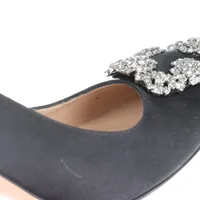 マノロブラニク ハンギシ サテン×レザー パンプス 36 レディース