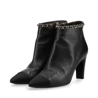 シャネル ココマーク レザー×ファブリック ショートブーツ 37C