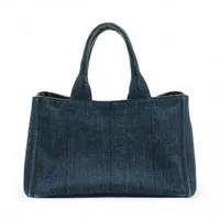 プラダ カナパ デニム ハンドバッグ ブルー B1877B A4233299｜中古