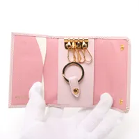 プラダ サフィアーノメタル 1PG004 レザー キーケース ピンク A4234103